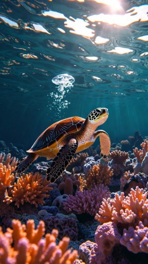 Ascending Majesty: The Sea Turtle's Journey
